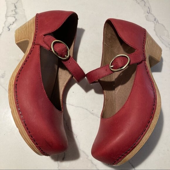 DANSKO Sz 38 Beatrice Mary  Jane Rubber Clog Heel Shoes - Picture 6 of 10